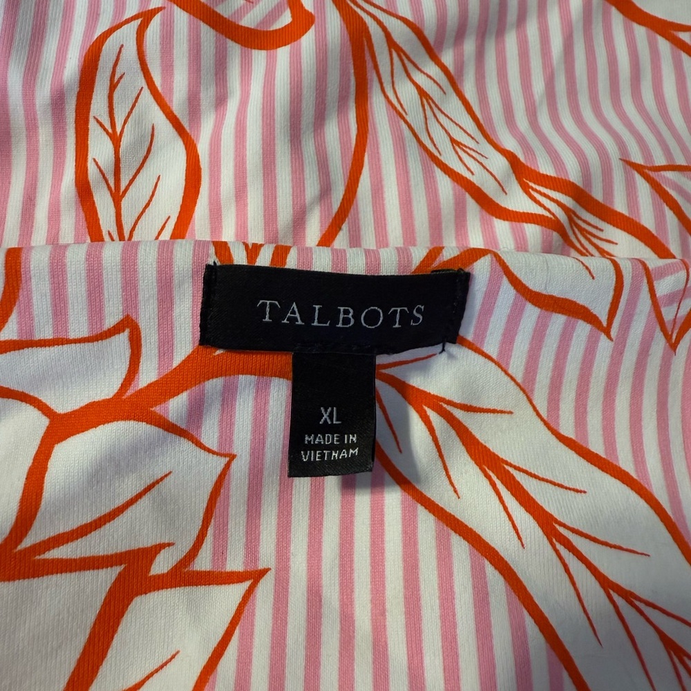 Talbots Pink and Orange Floral Asymmetrical Wrap Dress - Picture 5 of 7